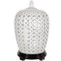Dolomite 12-inch Carved Lattice Decorative Vase Jar (China)