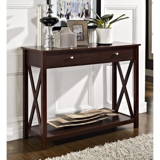 Espresso 'X' Design Two-drawer Console/ Sofa Table