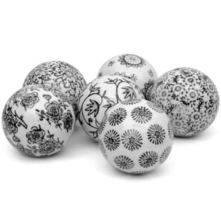 Find Shop Set of 6 Black and White Decorative 3-inch Porcelain Ball (China)