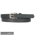 Journee Collection Women's Topstitched Pinhole Detail Belt