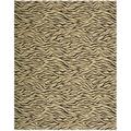 Cosmopolitan Beige Tiger Print Wool Rug (7'6 x 9'6)