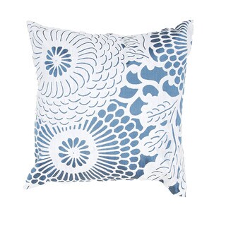 Contemporary Poly Dupione Blue/ White Square Pillows (Set of 2)