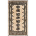 Pakistani Hand-knotted Bokhara Beige/ Black Wool Rug (2'6 x 4'1)