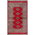Pakistani Hand-knotted Bokhara Red/ Beige Wool Rug (3'1 x 5'3)