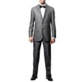 Ferrecci's Grey 2 Piece 2 Button Slim Suit with Black Edging