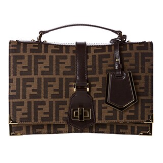 Fendi 'Classic No. 1' Tobacco Jacquard Zucca Print Messenger Bag