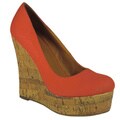 Betani by Beston Women's Cork Wedge Canvas Pumps