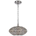 Transitional Antique Silver 3-Light Crystal Pendant Light Fixture