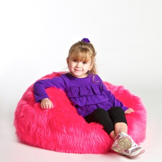 Sullivan Children's Neon Pink Faux Fur Bean-bag Lounge Chair