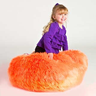 Sullivan Children's Neon Orange Faux Fur Bean-bag Lounge Chair
