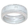 Sterling Silver Men's Princess-cut Cubic Zirconia Wedding-style Band