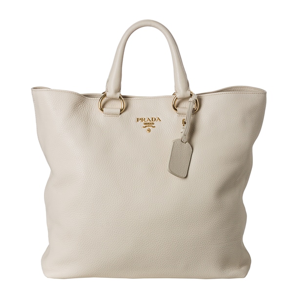 Prada \u0026#39;Daino\u0026#39; Pebbled Cream Leather Tote Bag - 15052075 ...  