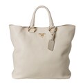 Prada 'Daino' Pebbled Cream Leather Tote Bag