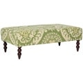 Hand-hooked Damask Medallion Green/ White Rug Ottoman