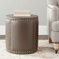 Paula Clay Grey Leather Ottoman