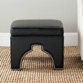 Safavieh Grant Black Leather Ottoman