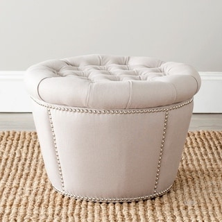 Safavieh Florence Beige Tufted Round Ottoman