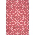 Hand-woven Watermelon Geo Honeysuckle Pink Wool Rug (2' x 3')