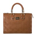 Versace 'Stitching Couture' Brown Leather Bowling Bag