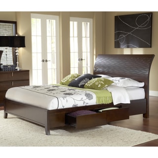 Wave Patterned Chocolate Brown 4-drawer Storage Bed