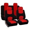 FH Group Red Fabric Full Set Seat Covers Solid Bench for Sedans and SUVs