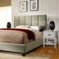ETHAN HOME Sarajevo Taupe Velvet Bed with White Nightstands