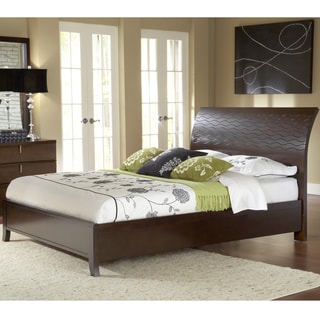 Wave Patterned Chocolate Brown Platform Bed