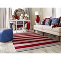 Hand-woven Ruby Stripe Carmine Wool Rug (8' x 11')