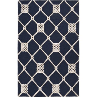 --->  Handwoven Selkirk Blue Wool Rug (9' x 13')