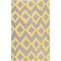 Handwoven Fame Yellow Wool Rug (3'6" x 5'6")