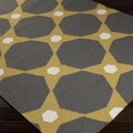 Hand-woven Stormy Octo Pewter Wool Rug (5' x 8')