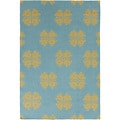 Hand-woven Stencil Sky Teal Wool Rug (8' x 11')