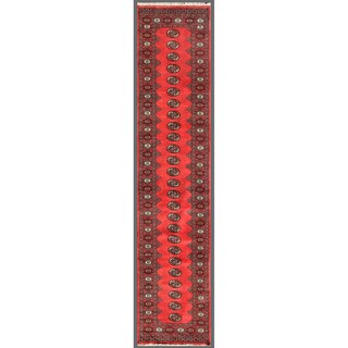 Pakistani Hand-knotted Bokhara Light Red/ Ivory Wool Rug (2'7 x 11'10)