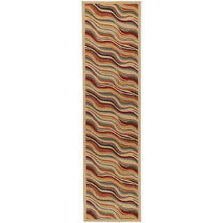 Non-Skid Ottohome Ivory Contemporary Waves Runner Rug (1'8 x 4'11)