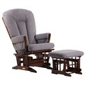 Dutailier Ultramotion Coffee/ Dark Grey Multi-position, Recline 2-post Glider and Nursing Ottoman Set
