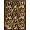 Non-Skid Ottohome Brown Animal Print Zebra Area Rug (3'3 x 5')
