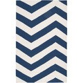 Handwoven NavyChevron Dark Blue Wool Rug (8' x 11')