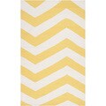 Handwoven SunnyChevron Sunshine Yellow Wool Rug (5' x 8')