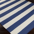 Handwoven RoyalStripe Blue Corn Wool Rug (5' x 8')