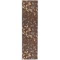 Non-Skid Ottohome Brown Floral Leafs Runner Rug (1'8 x 4'11)