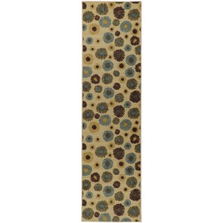 Non-Skid Ottohome Ivory Modern Floral Runner Rug (1'8 x 4'11)