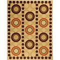 Non-Skid Ottohome Ivory Contemporary Brown Circles Area Rug (5' x 6'6)