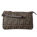 Fendi Tobacco Coated Canvas Zucca Print Wristlet