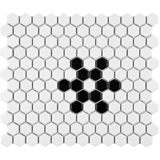 Online Specials  SomerTile 10.25x11.75-inch Victorian Hex 1-inch Matte White Snowflake Porcelain Mosaic Tile (Pack of 10)