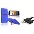 BasAcc Blue Silicone Case/ Black USB Cable for HTC EVO 4G