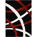 Black/ Red Stripes Shag Area Rug (5'x'7)
