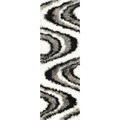 Black/ White Wave Stripes Runner Rug (1'8 x 4'11)
