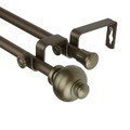 Antique Gold Bottom Adjustable Double Curtain Rod