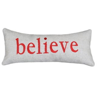 Wisdom 'Believe' Burlap with Red Embroidery 6x14-inch Bolster Pillow