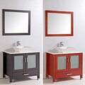 Artifical Stone Top 36-inch Single Ceramic Sink Bowl Bathroom Vanity with Mirror and Faucet